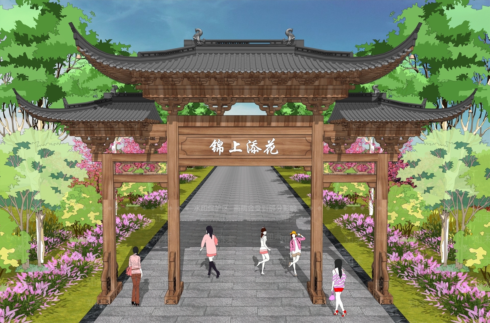 新中式中式牌坊牌楼SU模型下载【ID:1169513750】