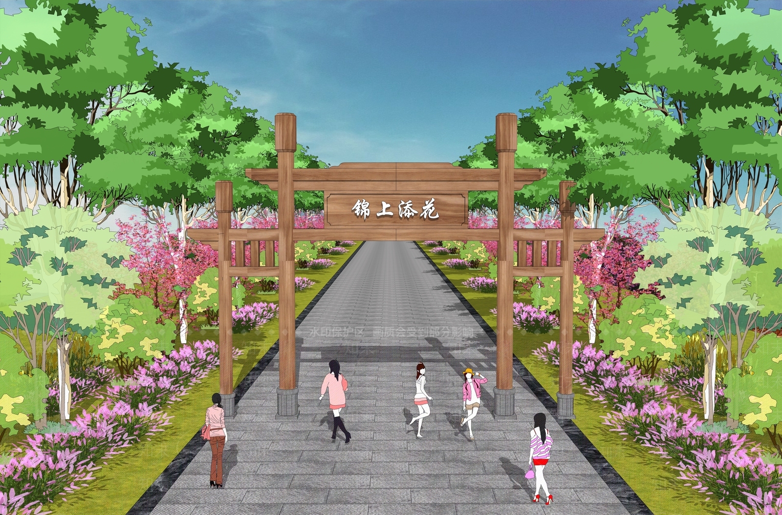 现代新中式牌坊牌楼SU模型下载【ID:1169514595】