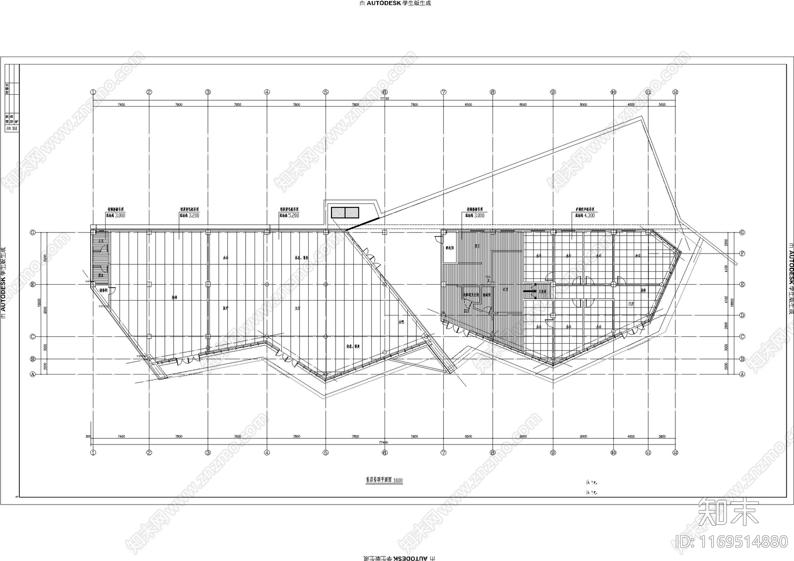 现代办公楼建筑cad施工图下载【ID:1169514880】