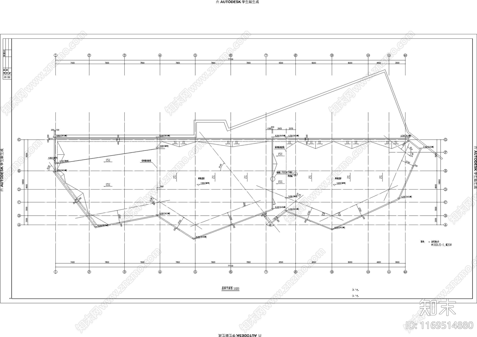 现代办公楼建筑cad施工图下载【ID:1169514880】