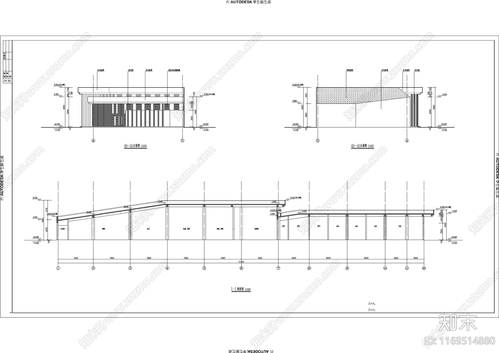 现代办公楼建筑cad施工图下载【ID:1169514880】