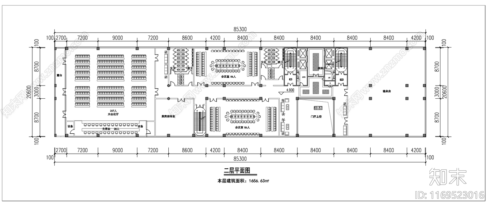 新中式酒店建筑cad施工图下载【ID:1169523016】