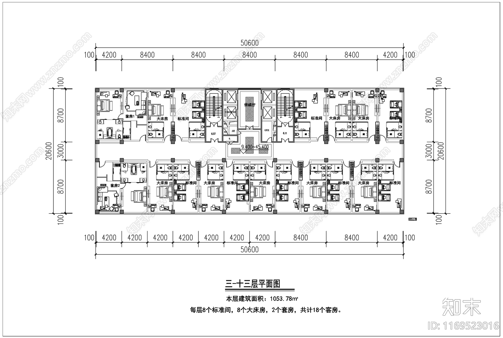 新中式酒店建筑cad施工图下载【ID:1169523016】