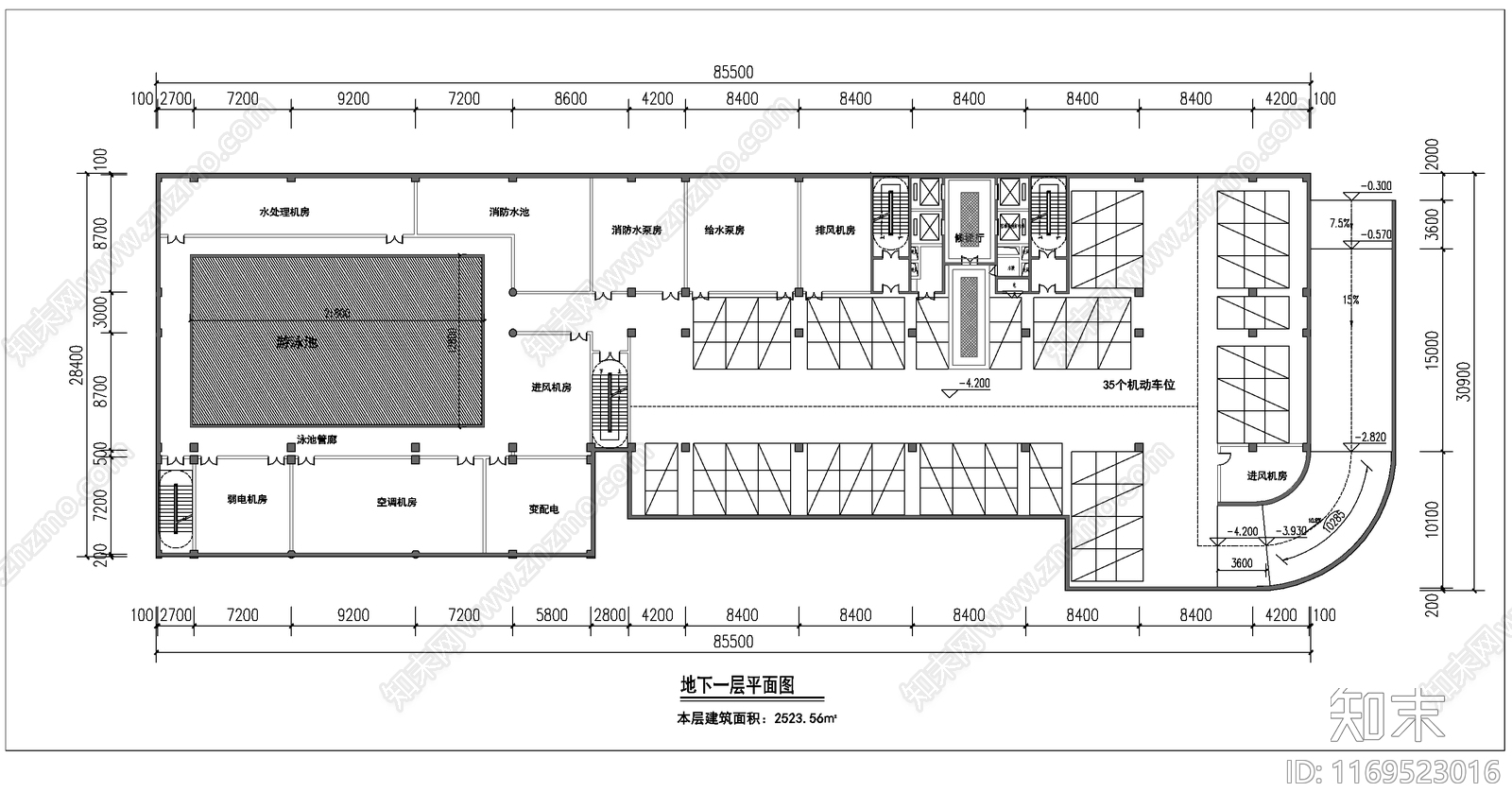 新中式酒店建筑cad施工图下载【ID:1169523016】