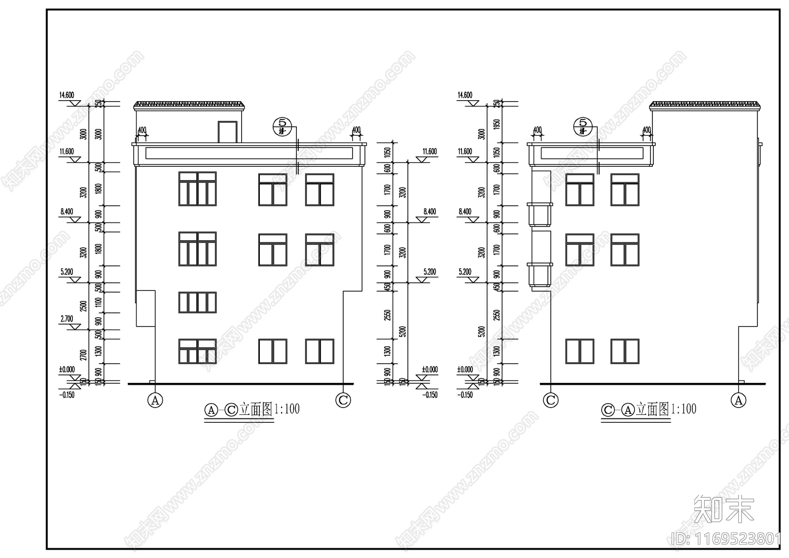 现代别墅建筑cad施工图下载【ID:1169523801】