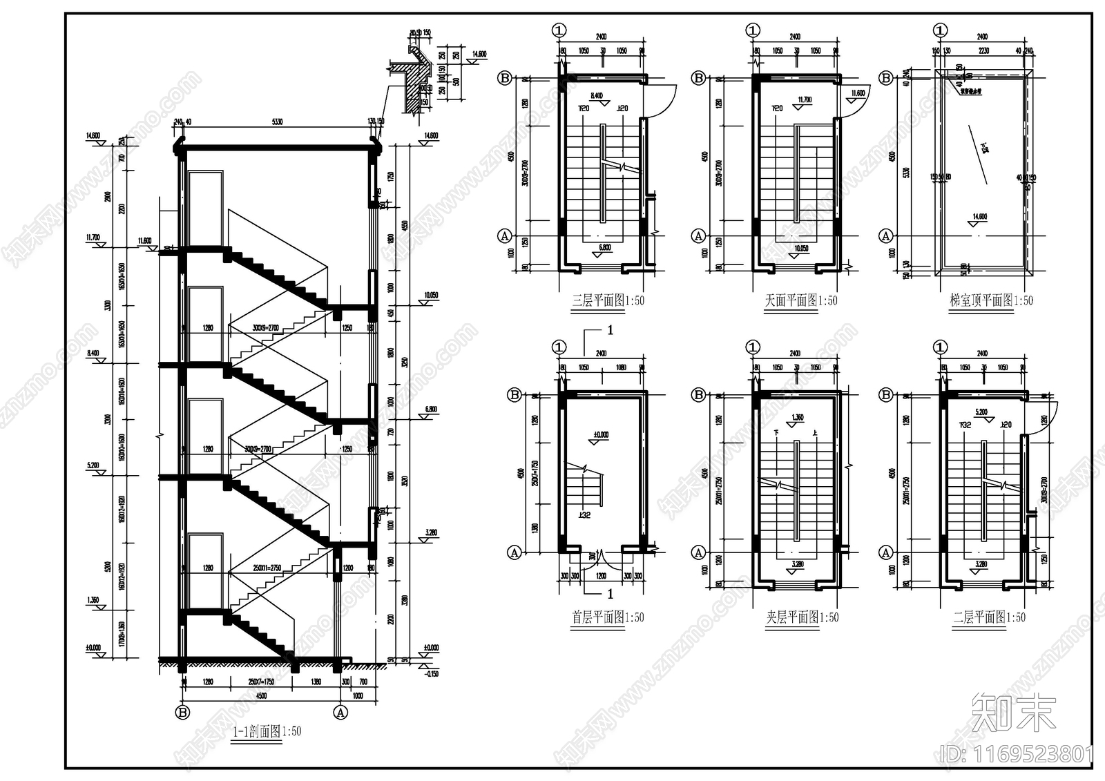 现代别墅建筑cad施工图下载【ID:1169523801】