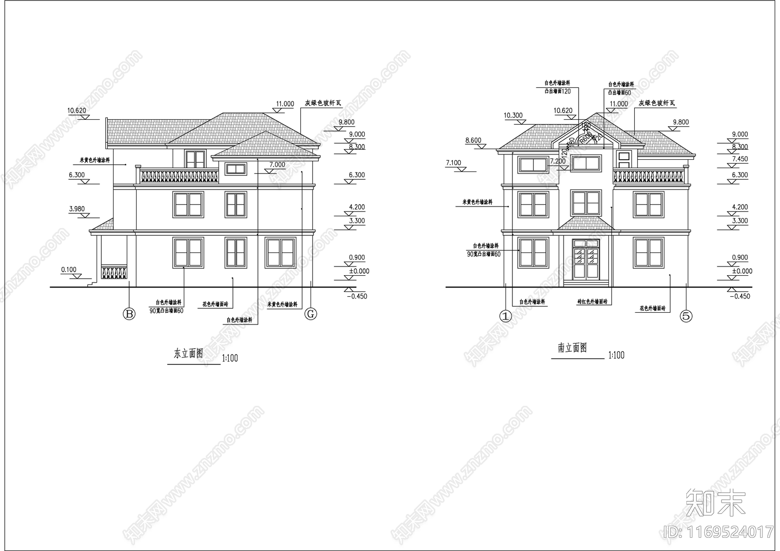 现代别墅建筑cad施工图下载【ID:1169524017】