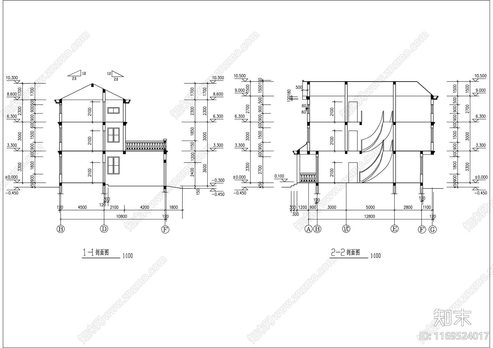 现代别墅建筑cad施工图下载【ID:1169524017】