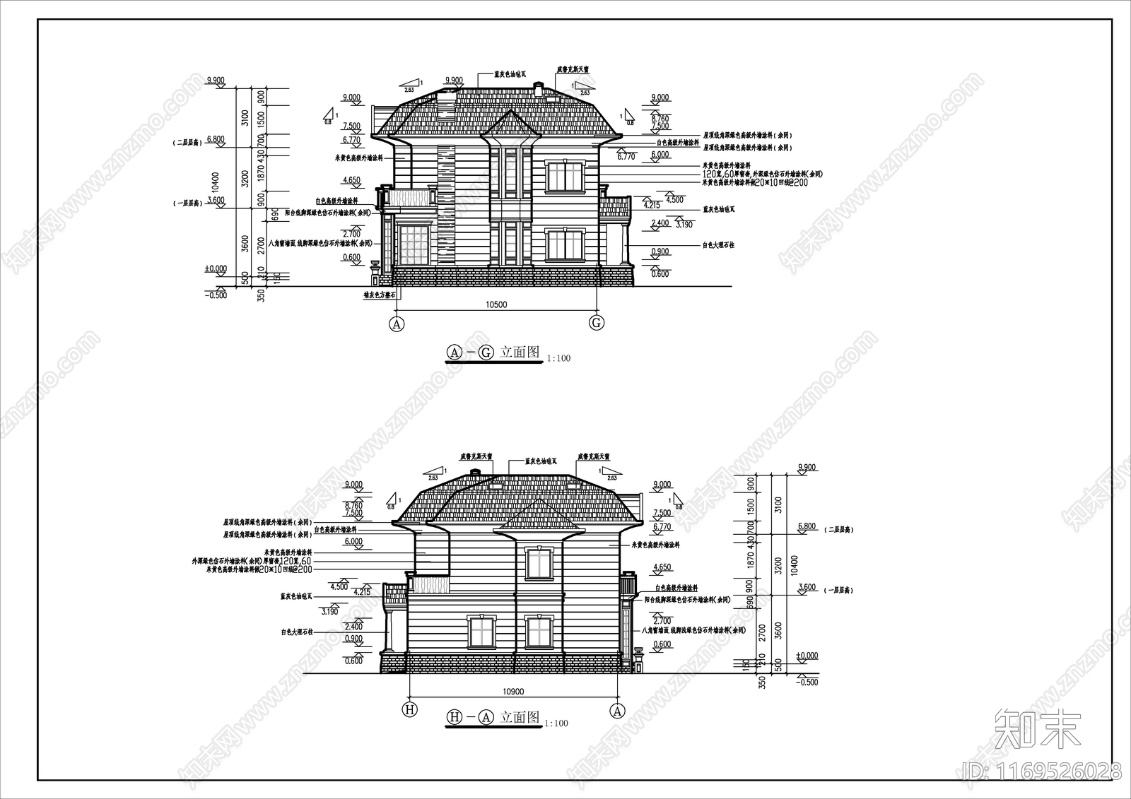 现代别墅建筑cad施工图下载【ID:1169526028】