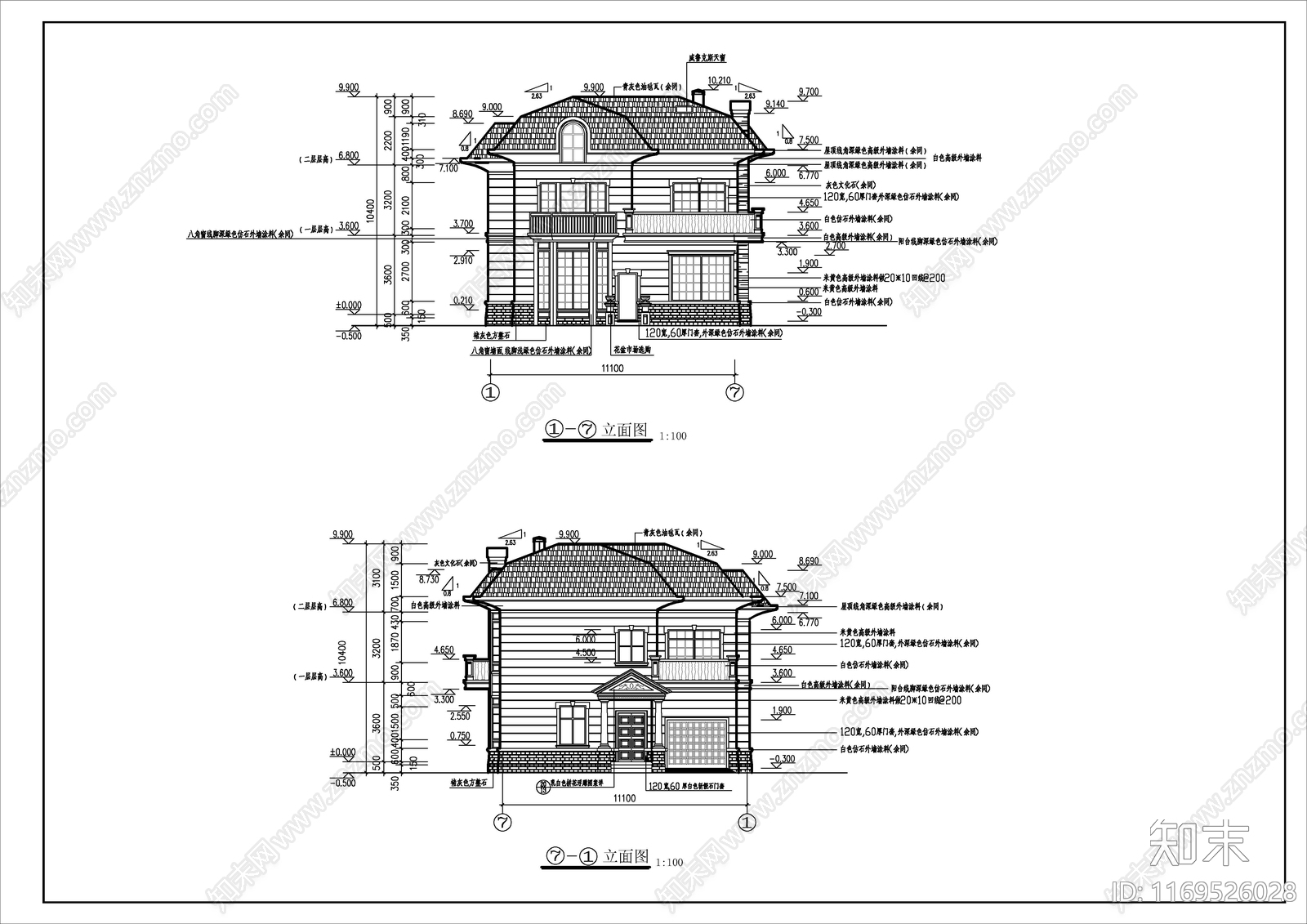 现代别墅建筑cad施工图下载【ID:1169526028】