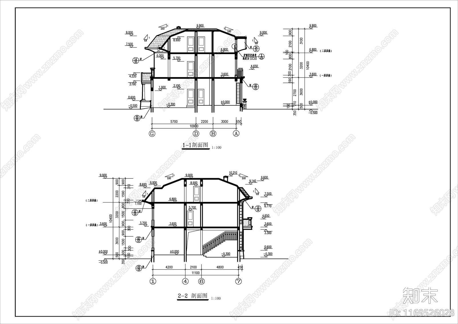 现代别墅建筑cad施工图下载【ID:1169526028】