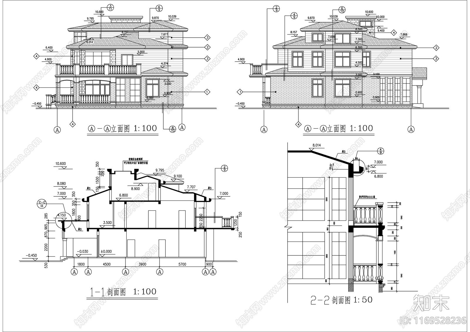 现代别墅建筑cad施工图下载【ID:1169528236】