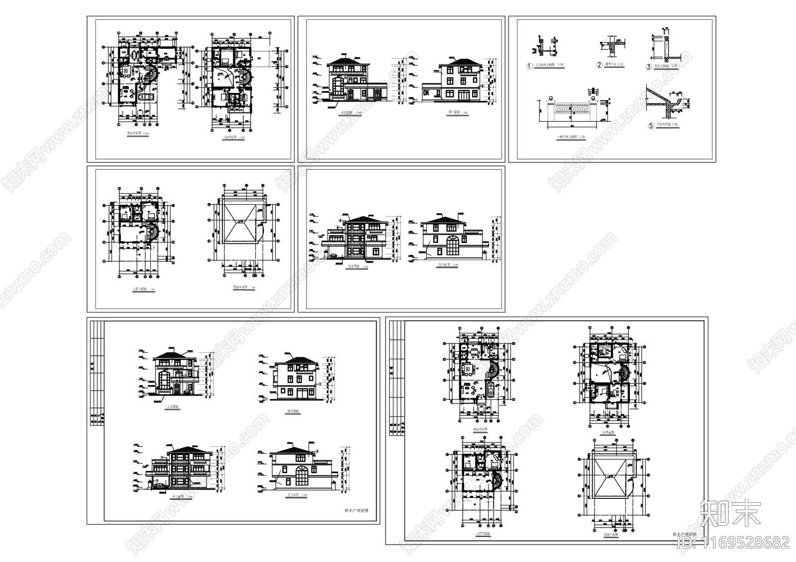 现代别墅建筑cad施工图下载【ID:1169528682】