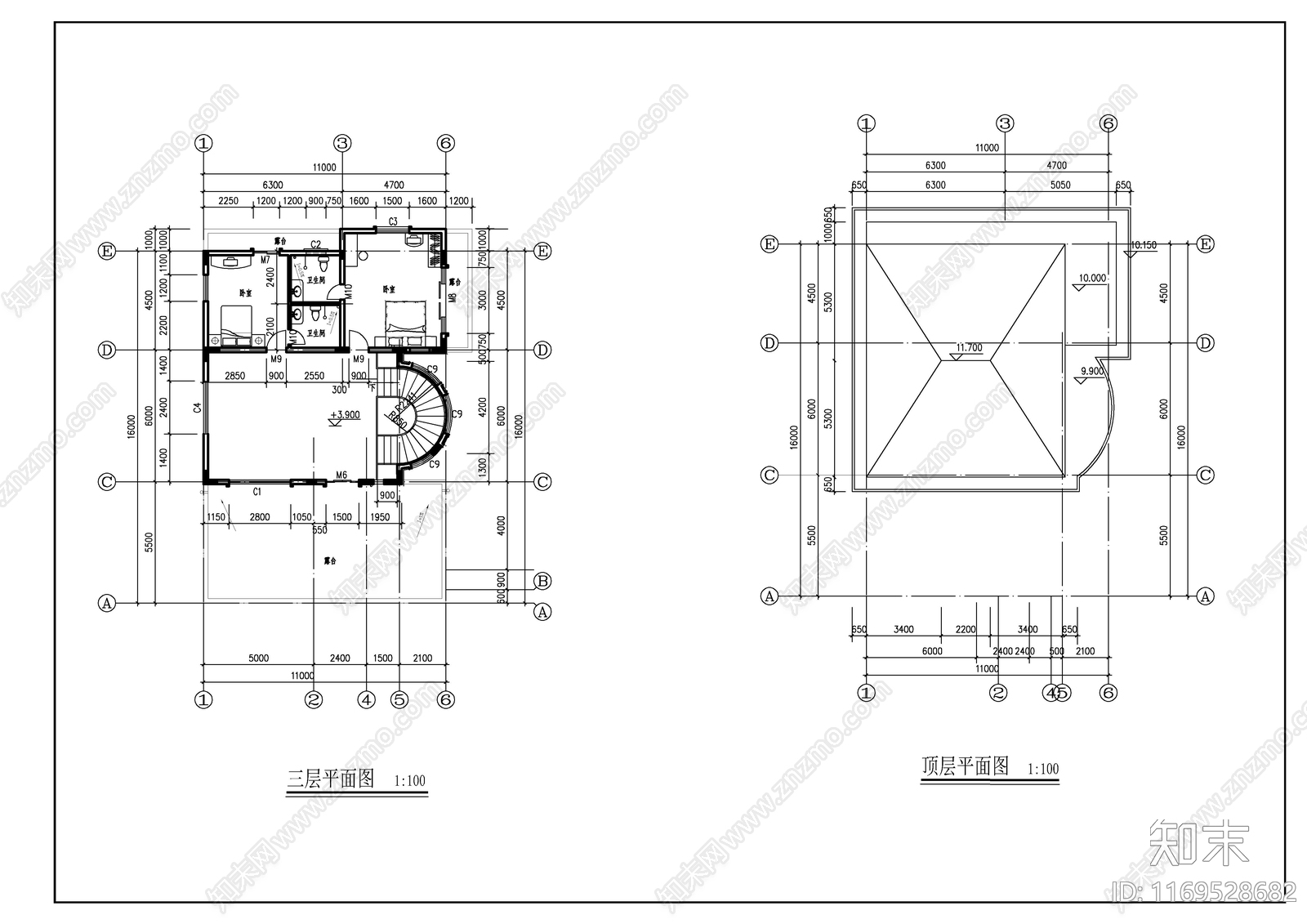 现代别墅建筑cad施工图下载【ID:1169528682】