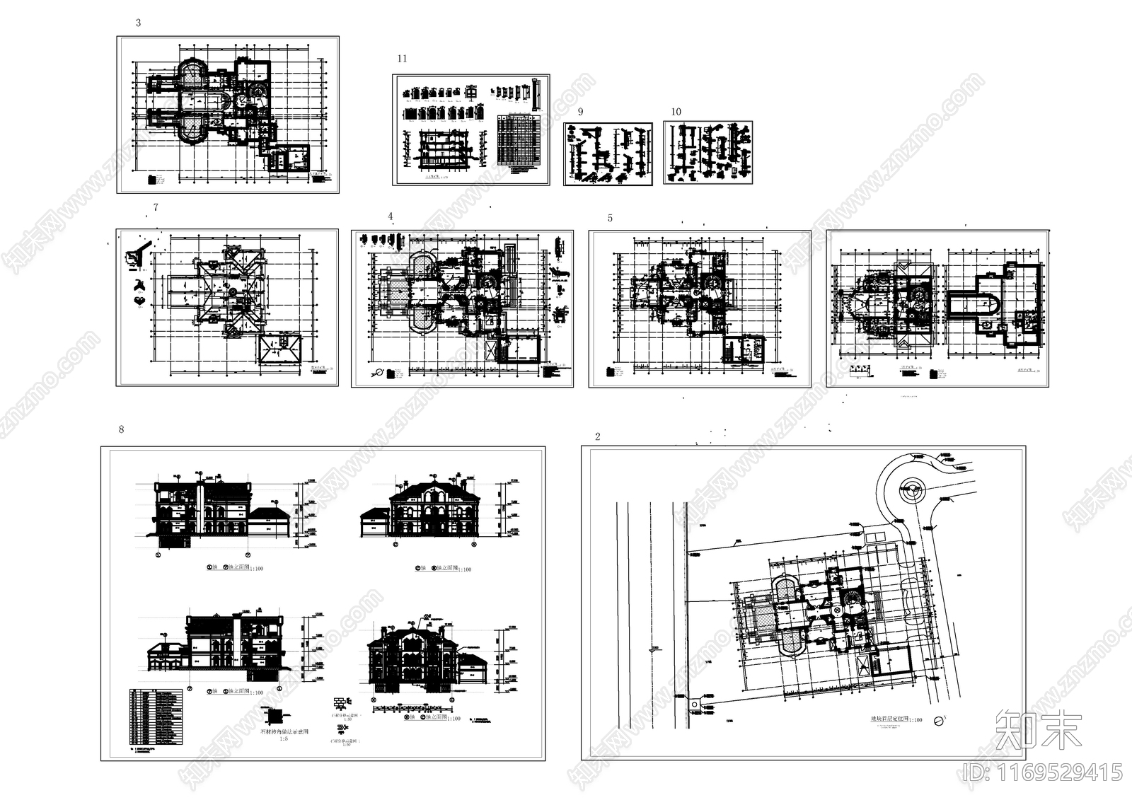 现代别墅建筑cad施工图下载【ID:1169529415】