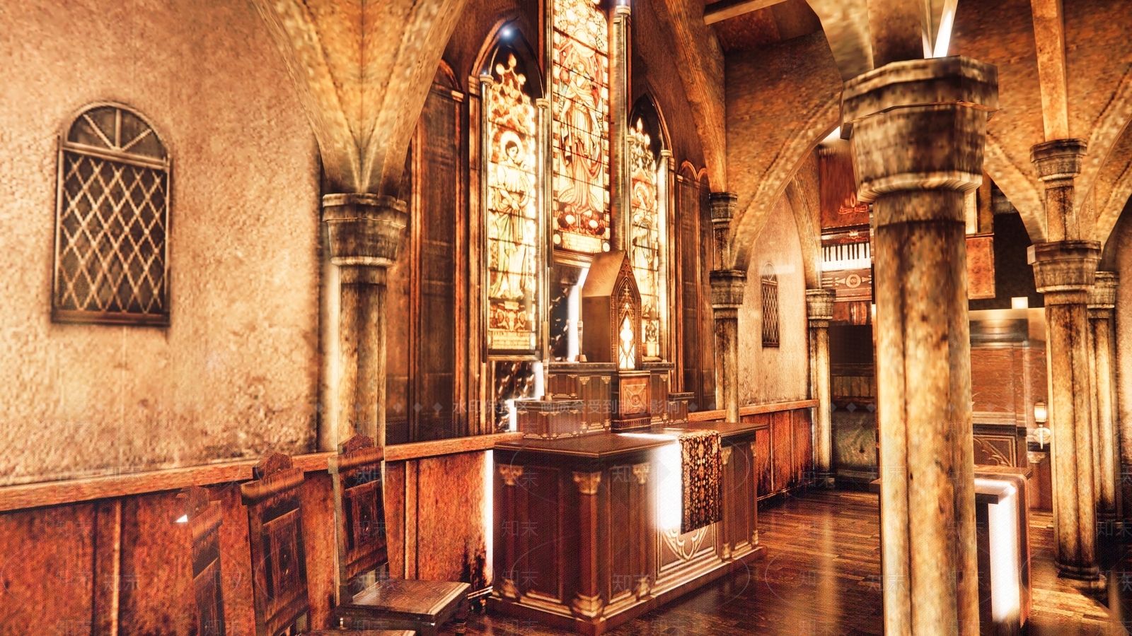 欧式美式教堂建筑SU模型下载【ID:1169533328】