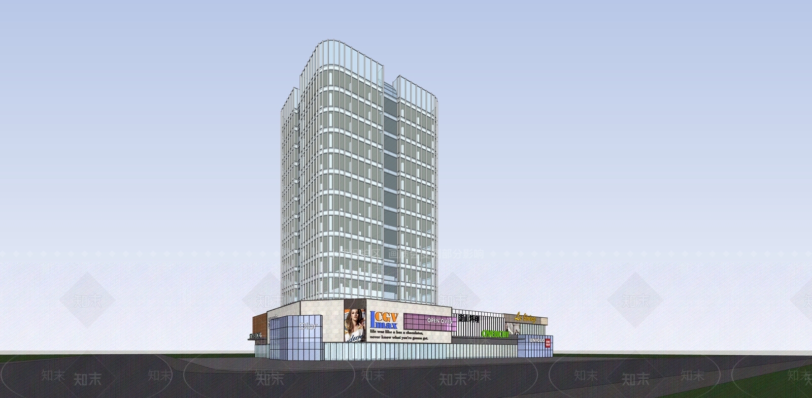 现代商场建筑SU模型下载【ID:1169532961】