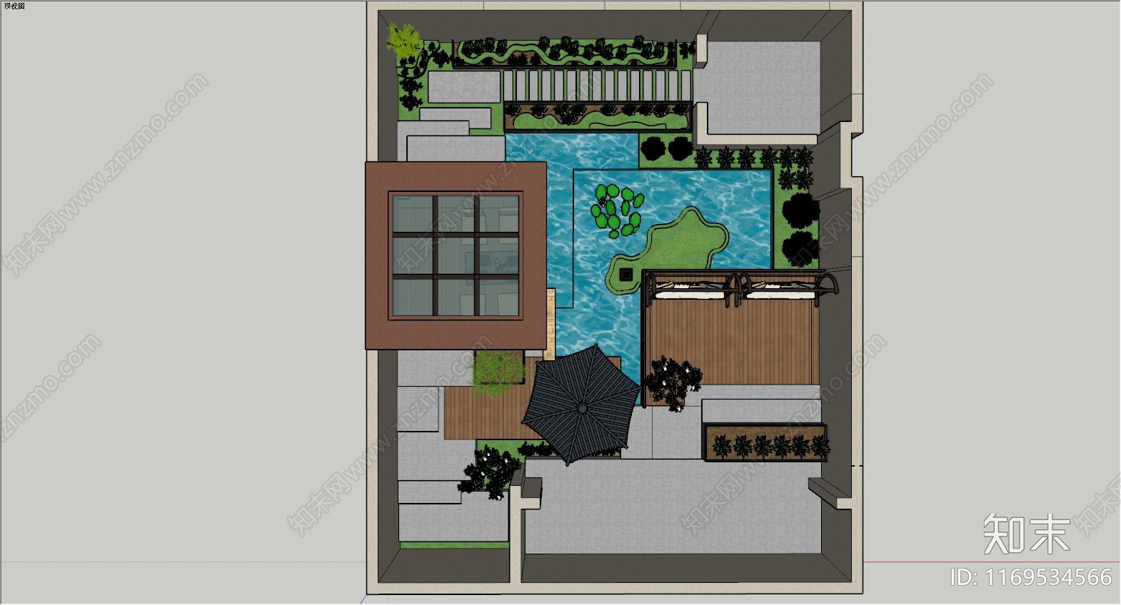 现代简约庭院施工图下载【ID:1169534566】