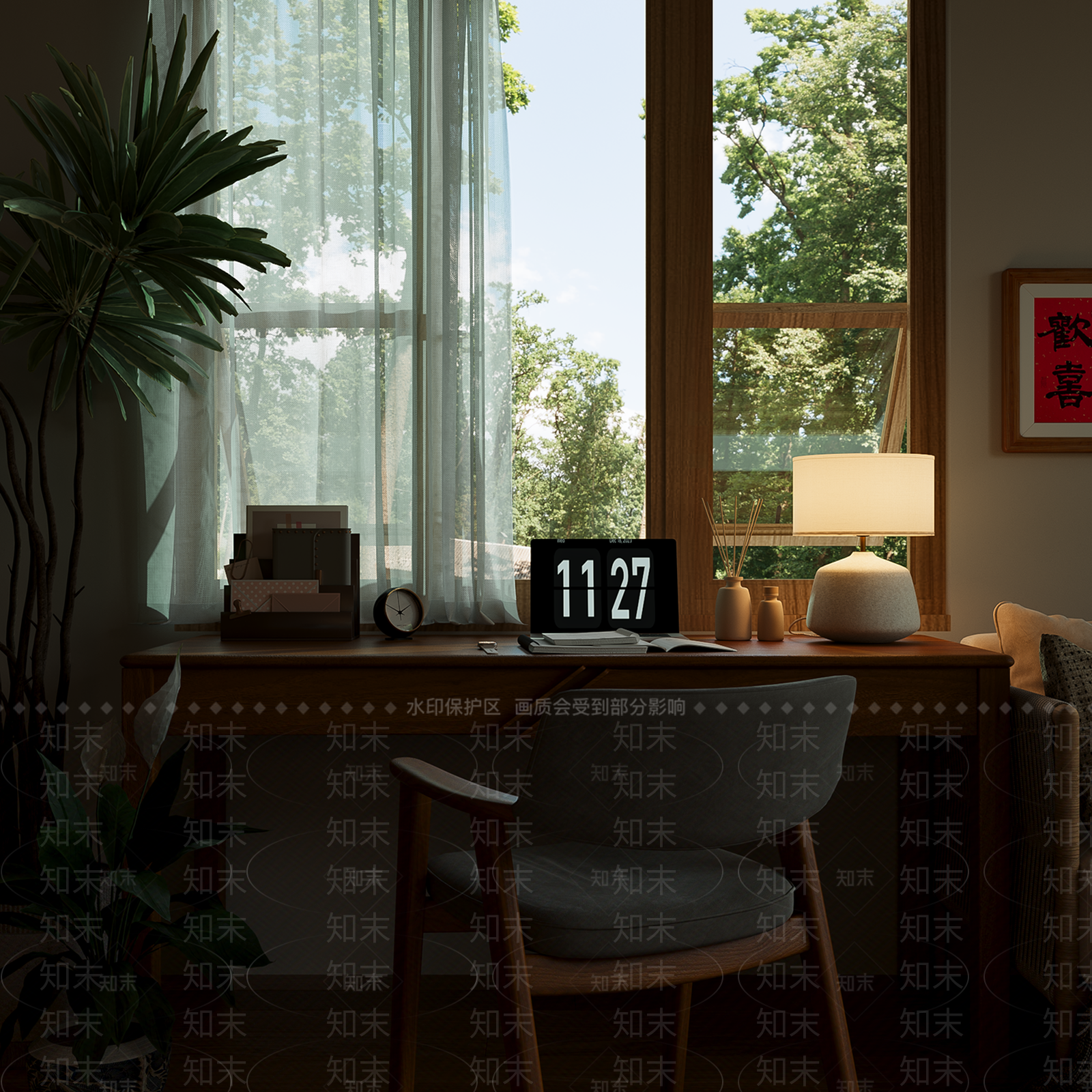现代原木家居卧室3D模型下载【ID:1169537208】