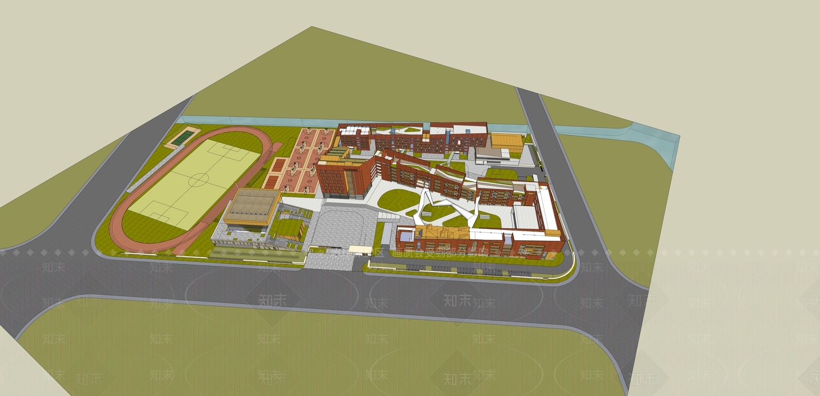 现代学校建筑SU模型下载【ID:1169554853】