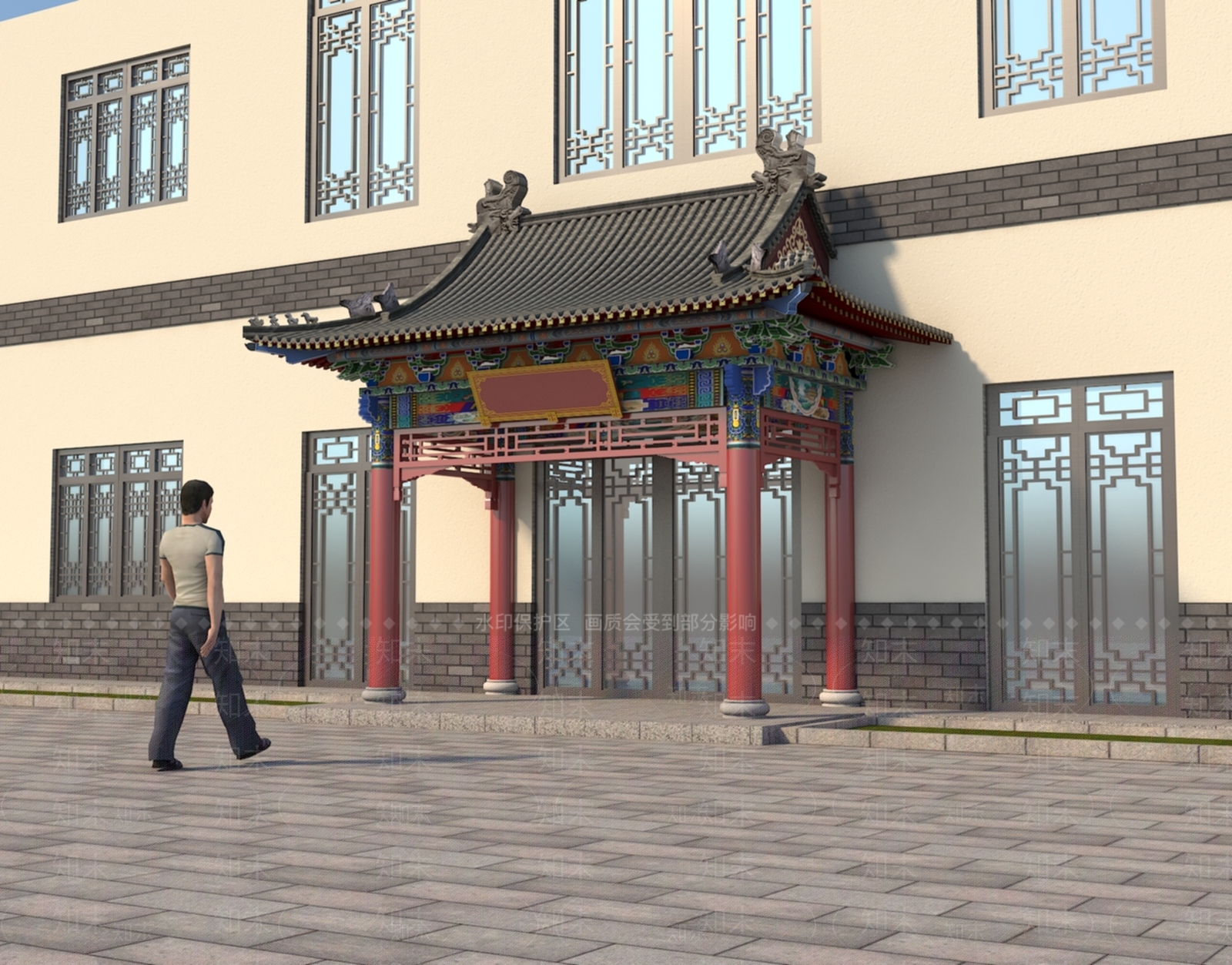 新中式中式门头3D模型下载【ID:1169557687】