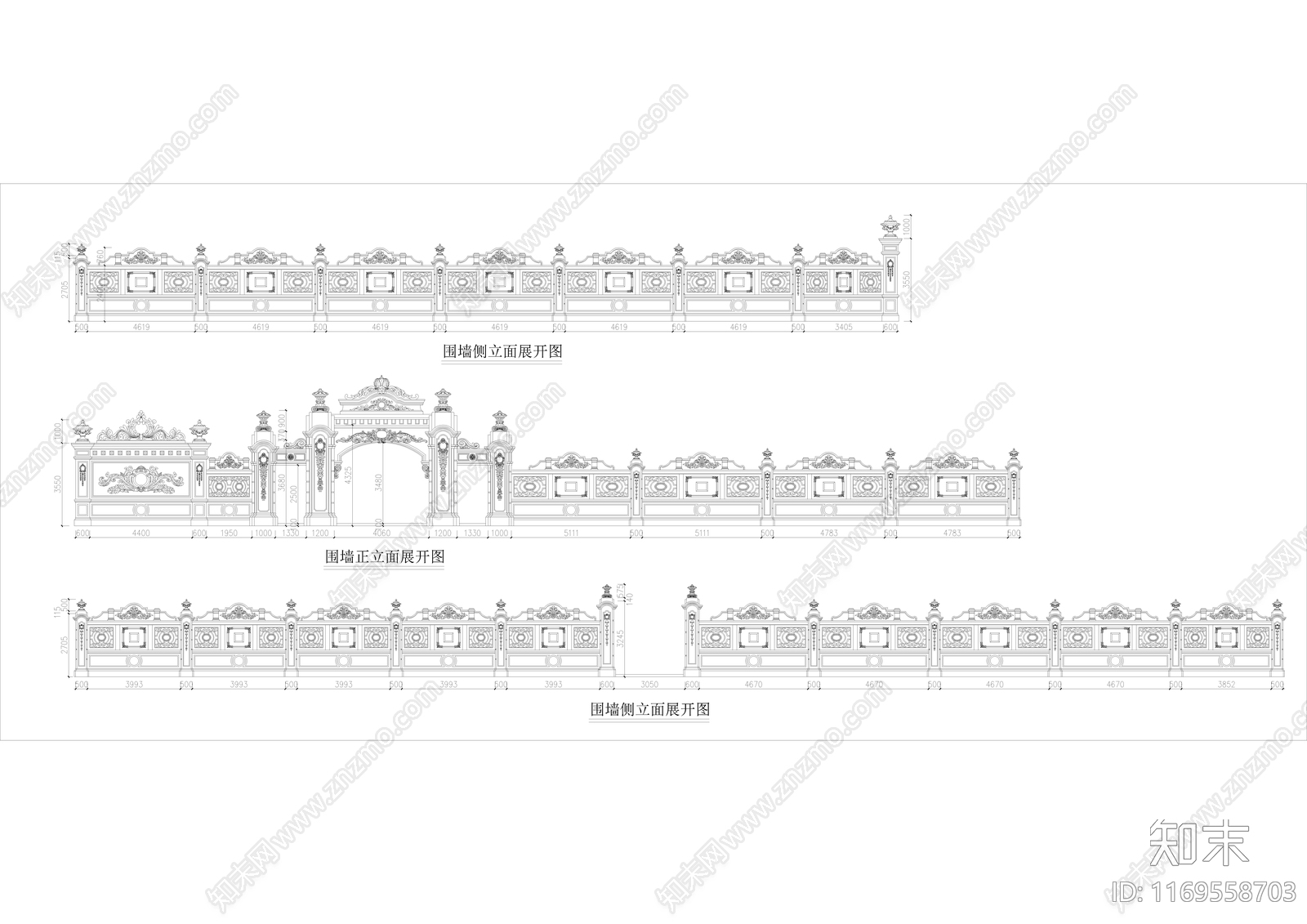 欧式法式别墅建筑cad施工图下载【ID:1169558703】