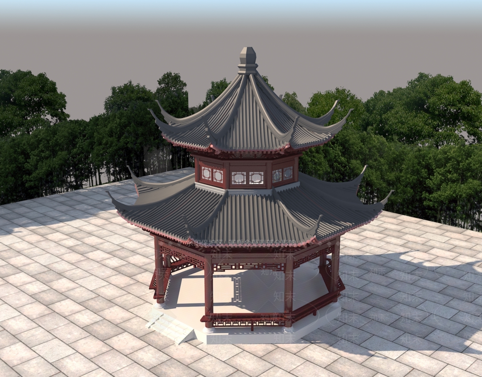 新中式中式亭子3D模型下载【ID:1169558748】