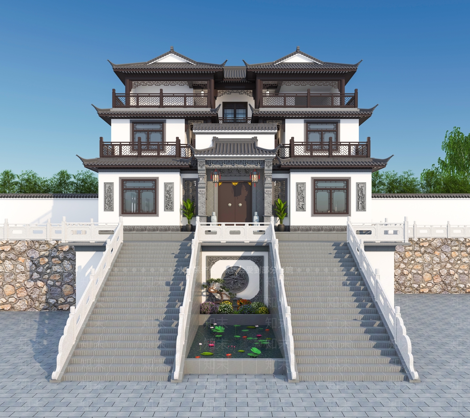 中式新中式四合院3D模型下载【ID:1169562031】
