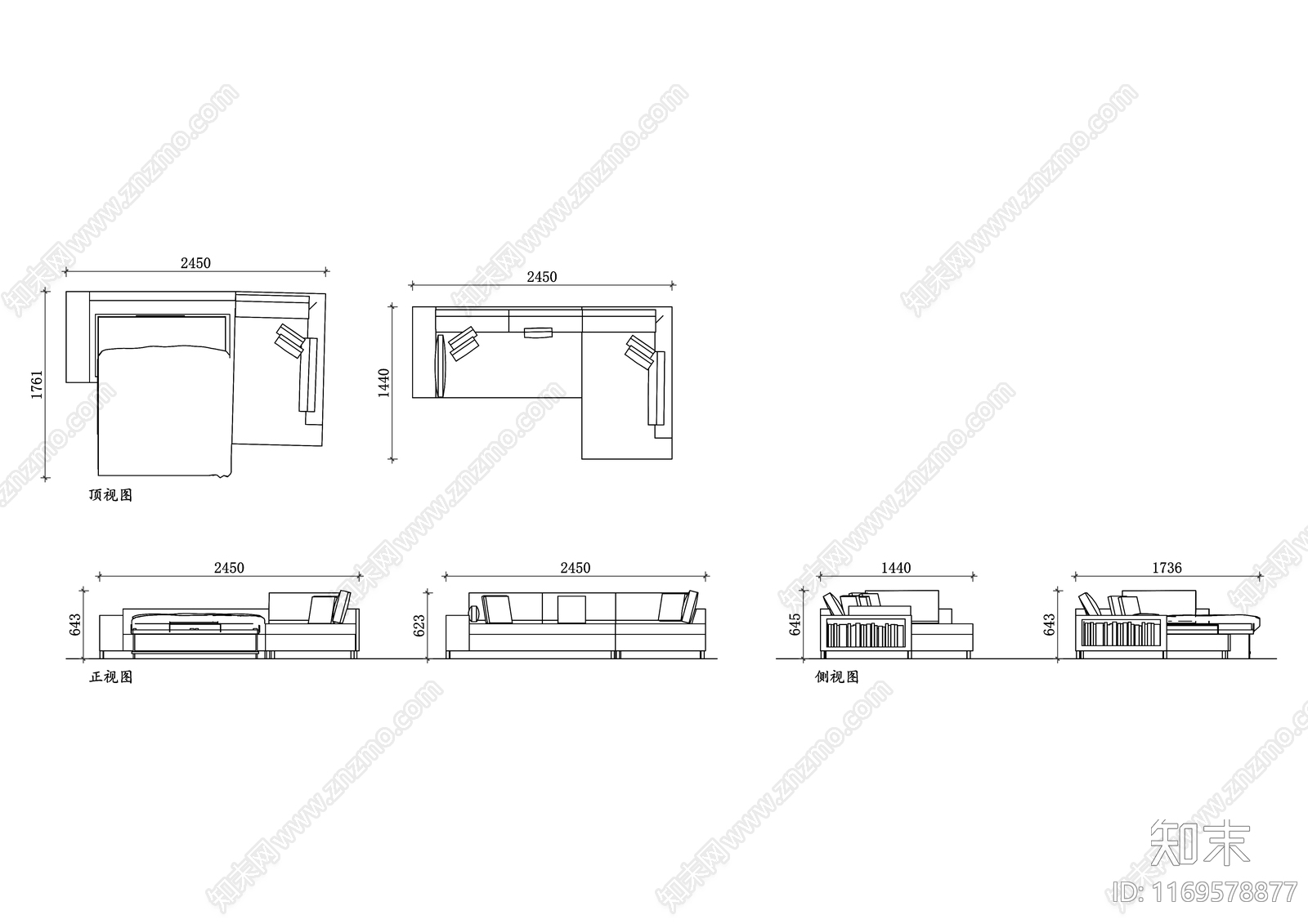现代床施工图下载【ID:1169578877】