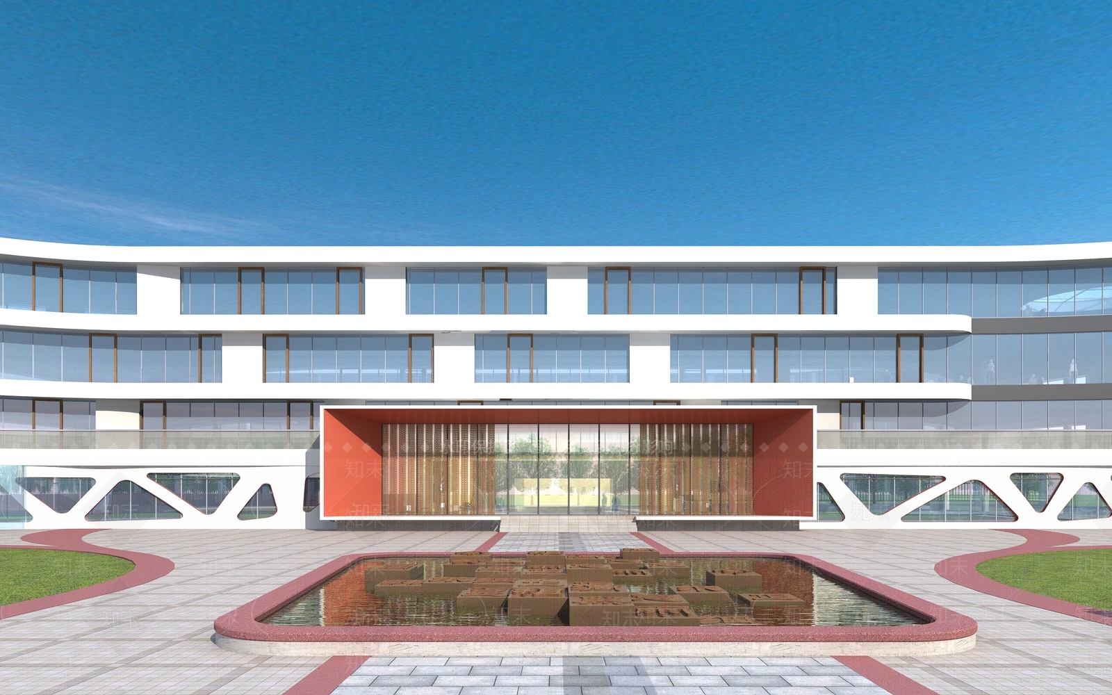 现代学校外观3D模型下载【ID:1169582769】