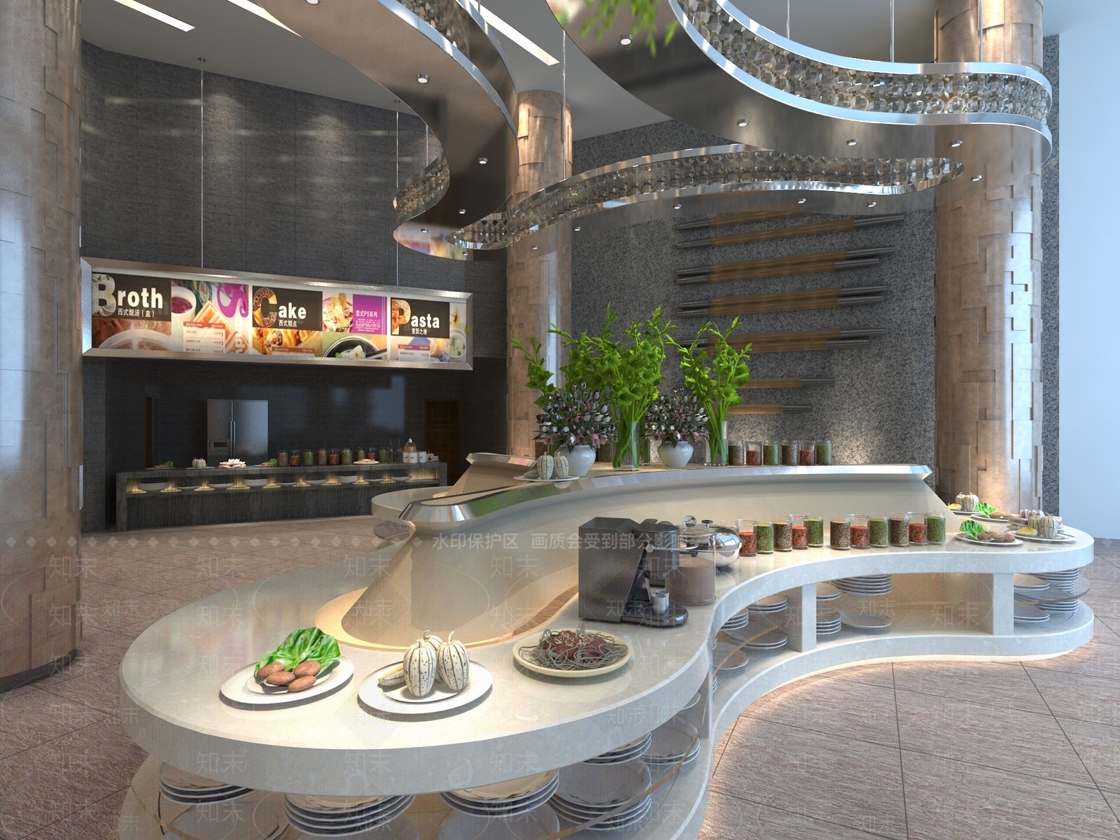 现代自助餐厅3D模型下载【ID:1169583397】