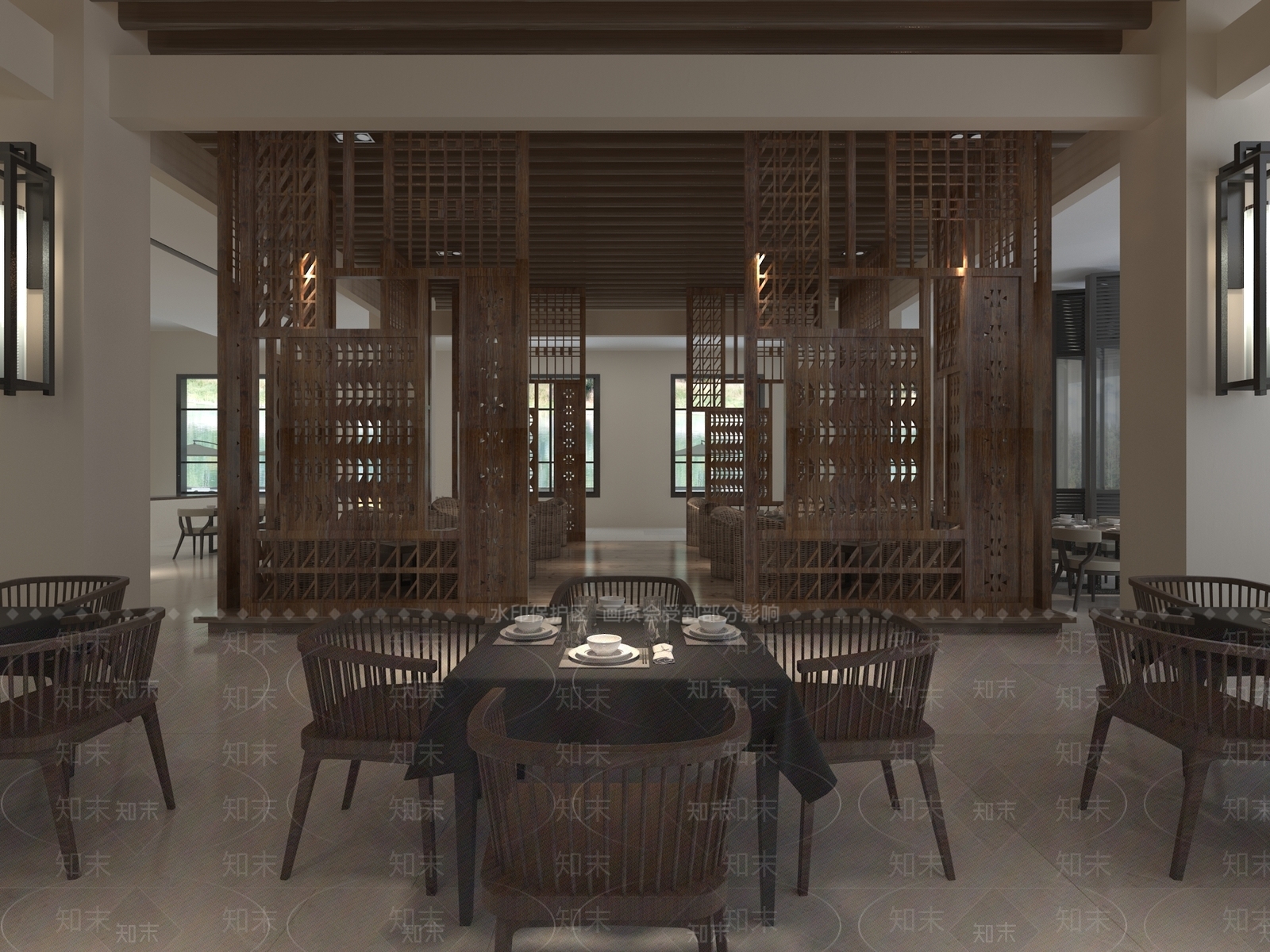 新中式中餐厅3D模型下载【ID:1169584192】