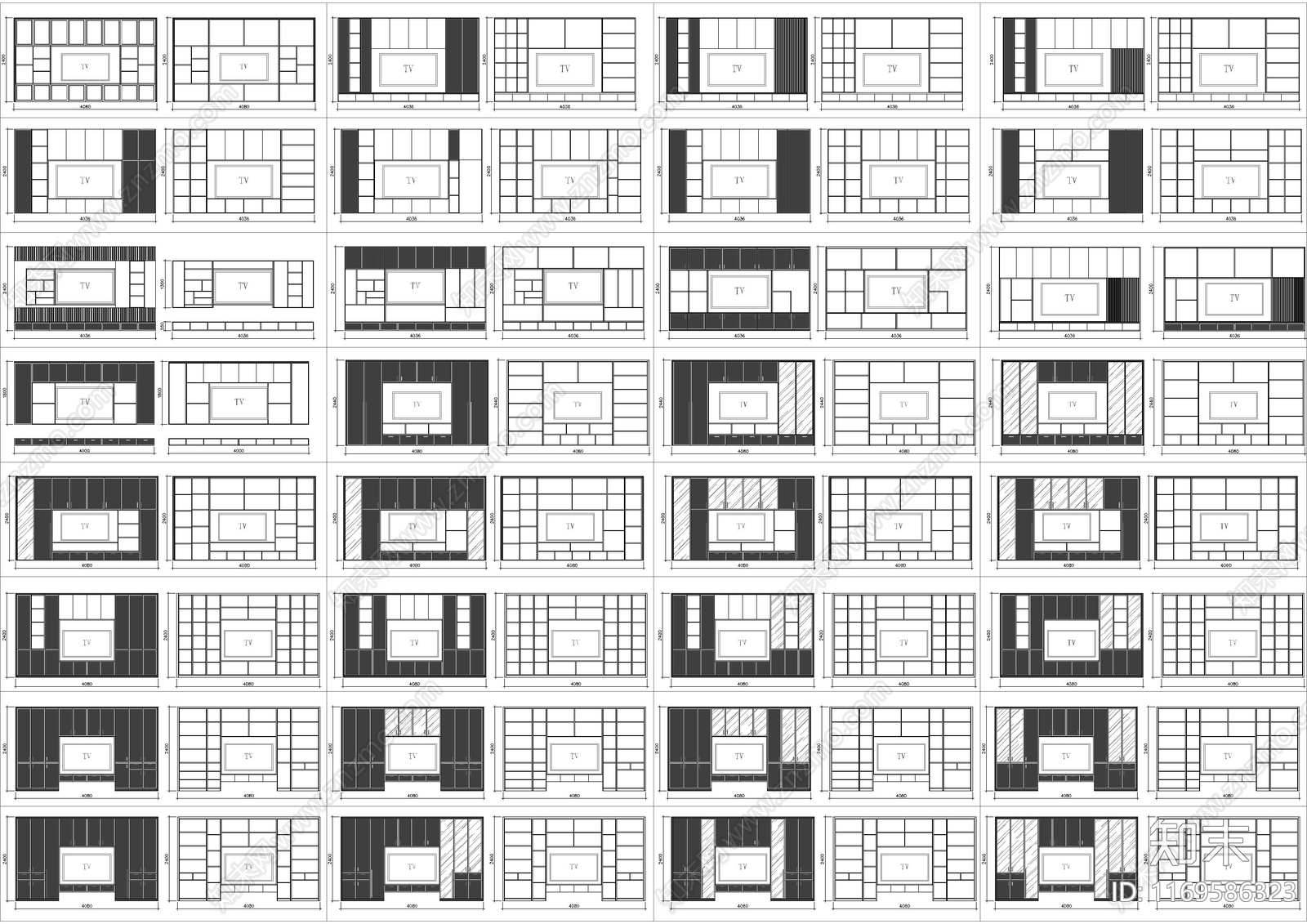 现代背景墙施工图下载【ID:1169586323】