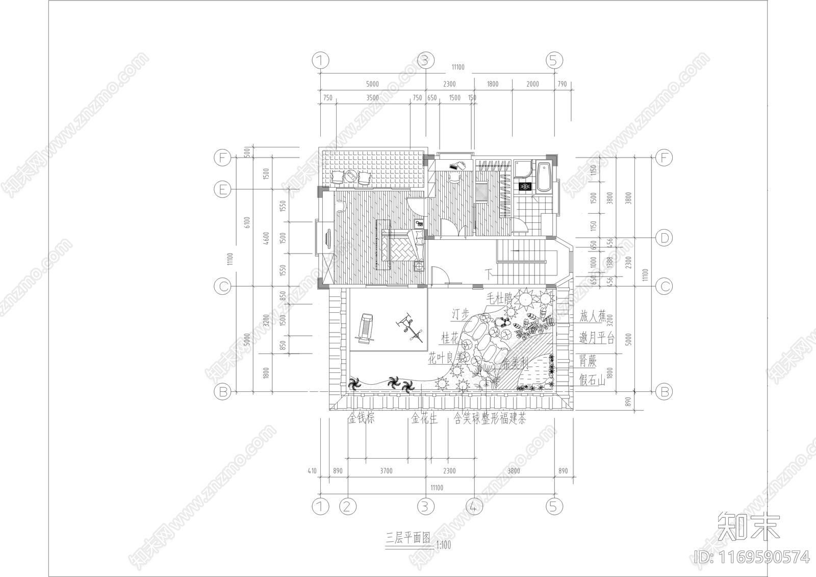 现代屋顶花园cad施工图下载【ID:1169590574】