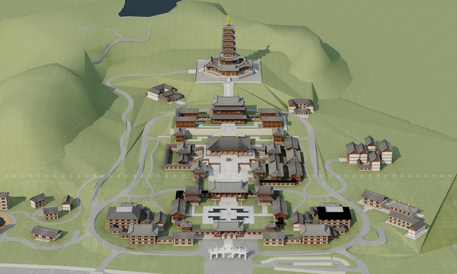 中式古建3D模型下载【ID:1169590929】