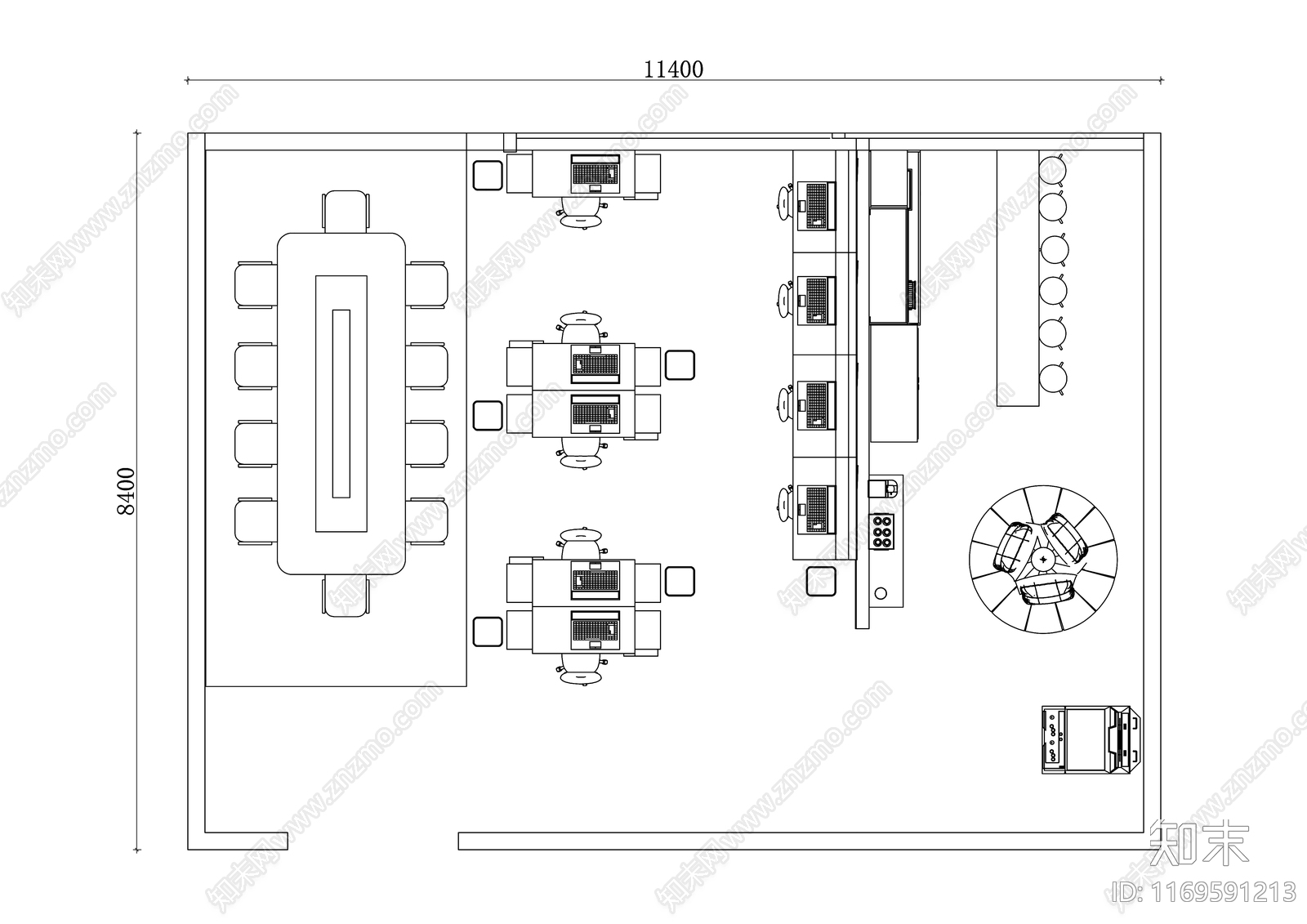 现代整体办公空间cad施工图下载【ID:1169591213】