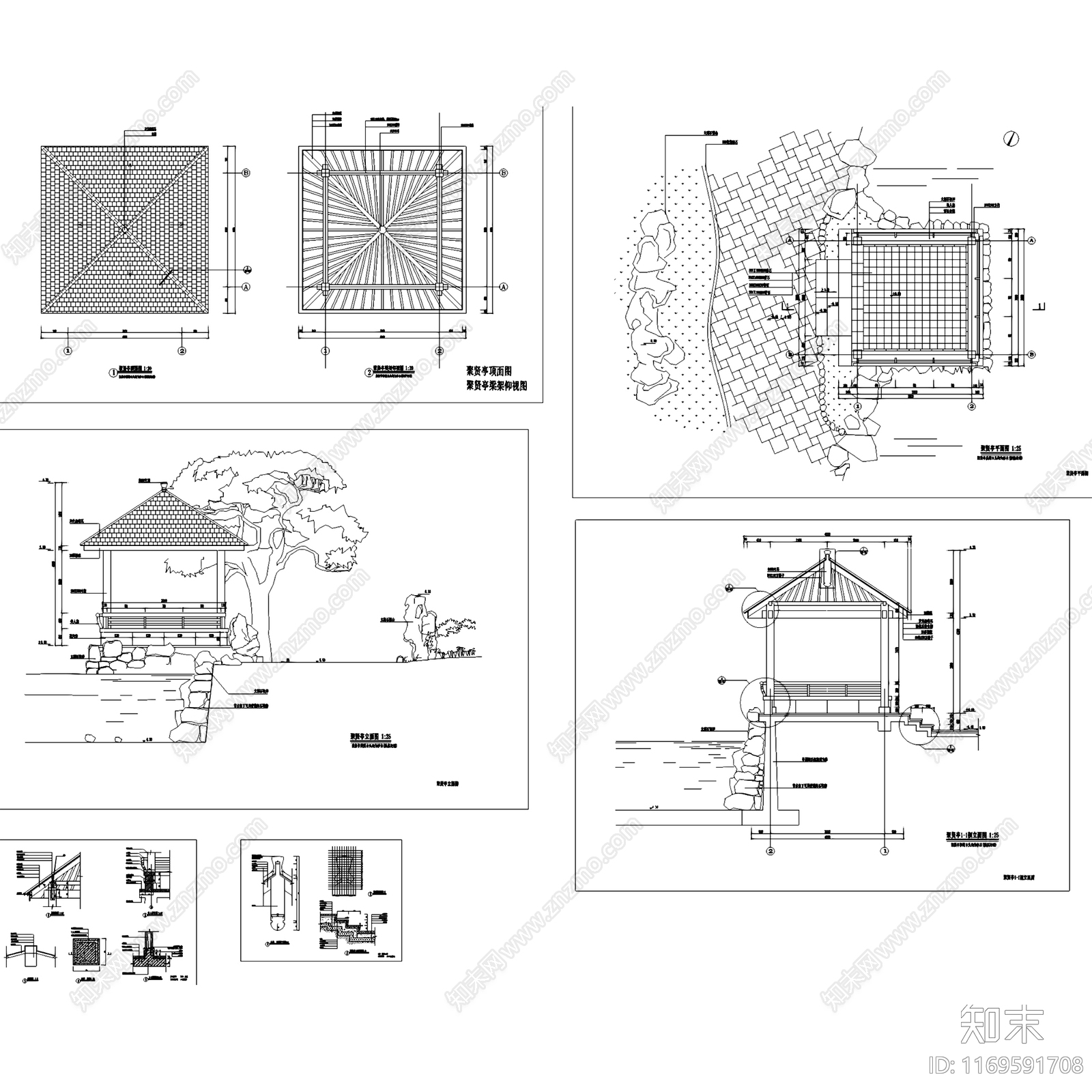 现代欧式亭子cad施工图下载【ID:1169591708】