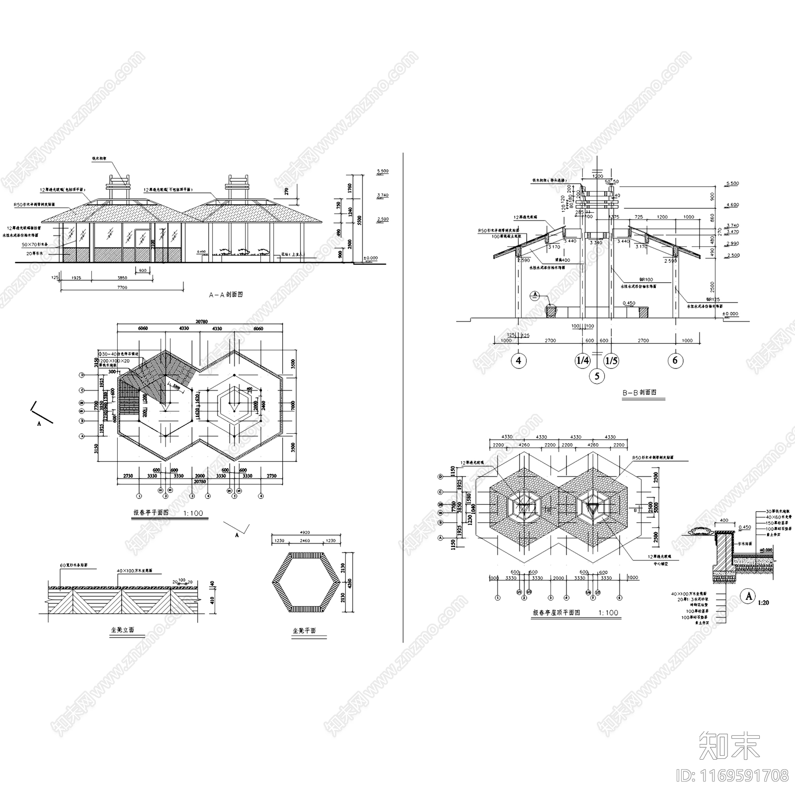 现代欧式亭子cad施工图下载【ID:1169591708】