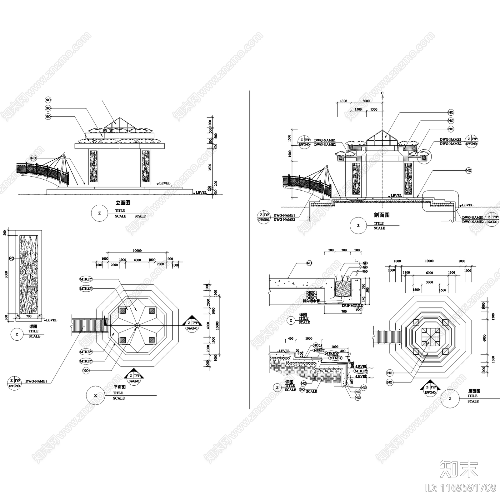 现代欧式亭子cad施工图下载【ID:1169591708】