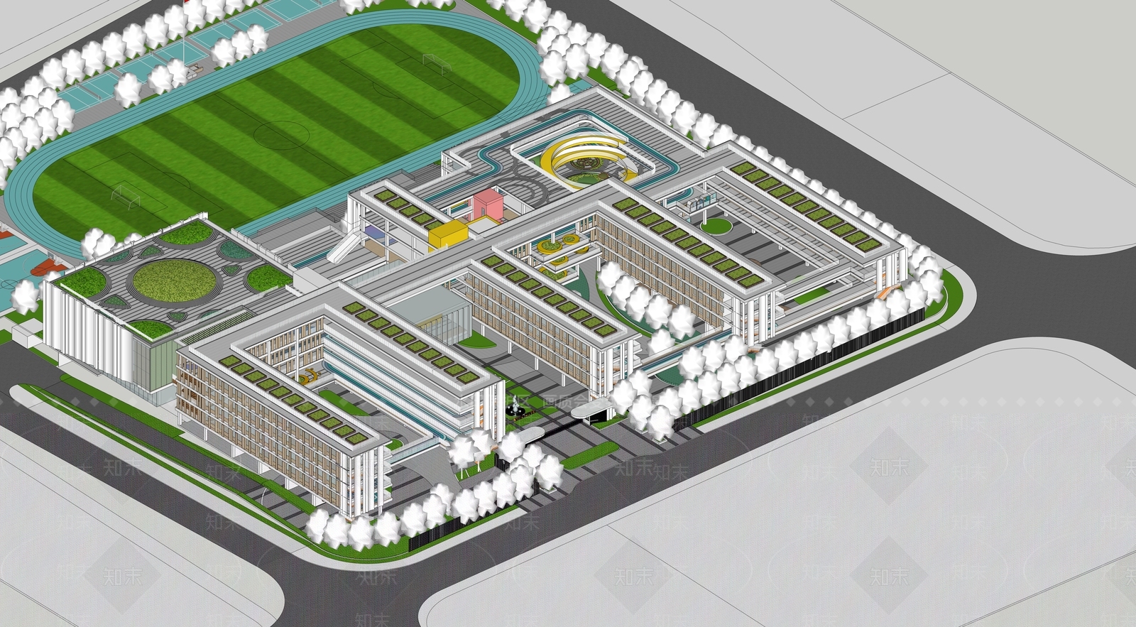 现代学校建筑SU模型下载【ID:1169596570】