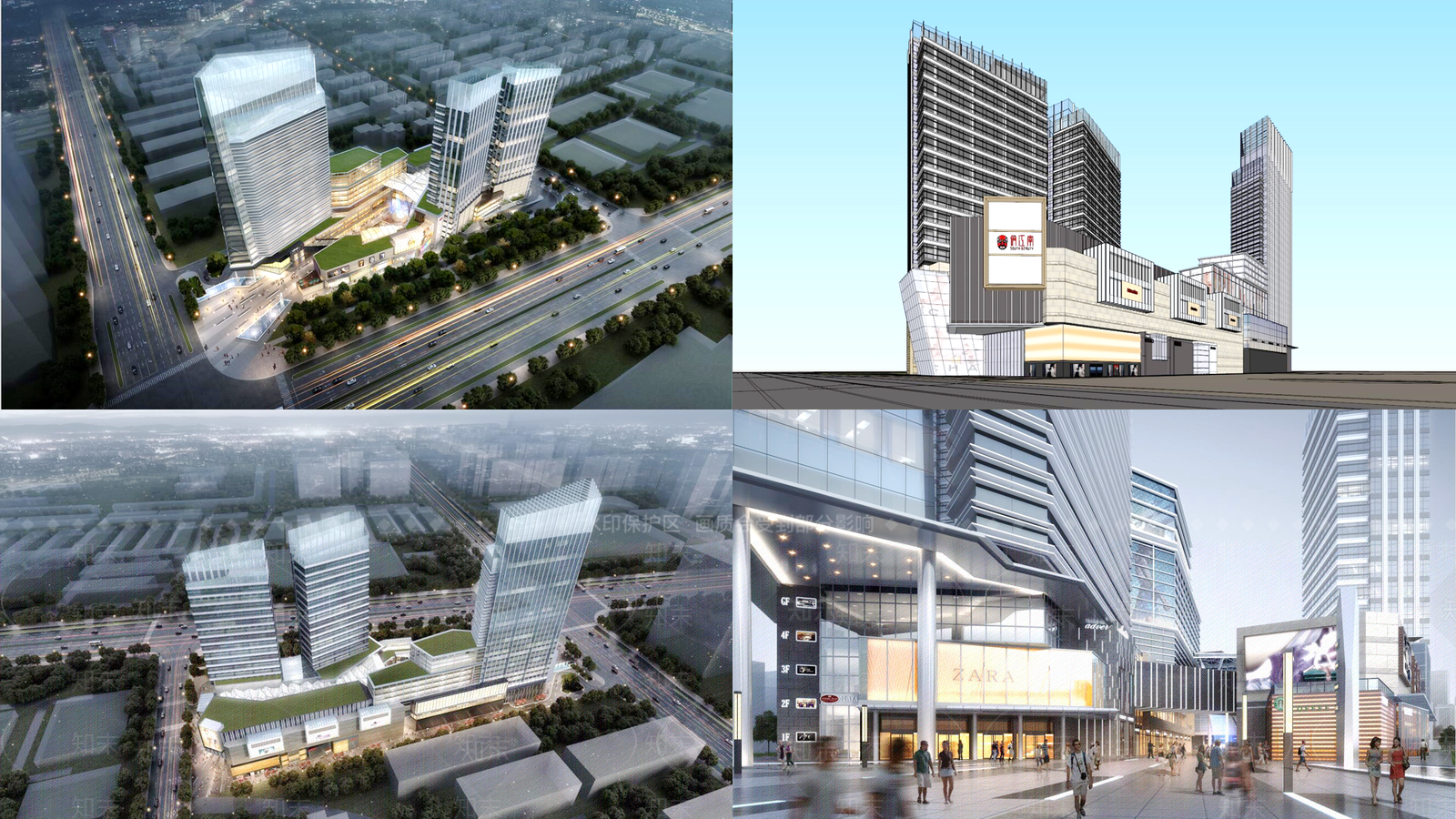 现代美式商场建筑SU模型下载【ID:1169596948】