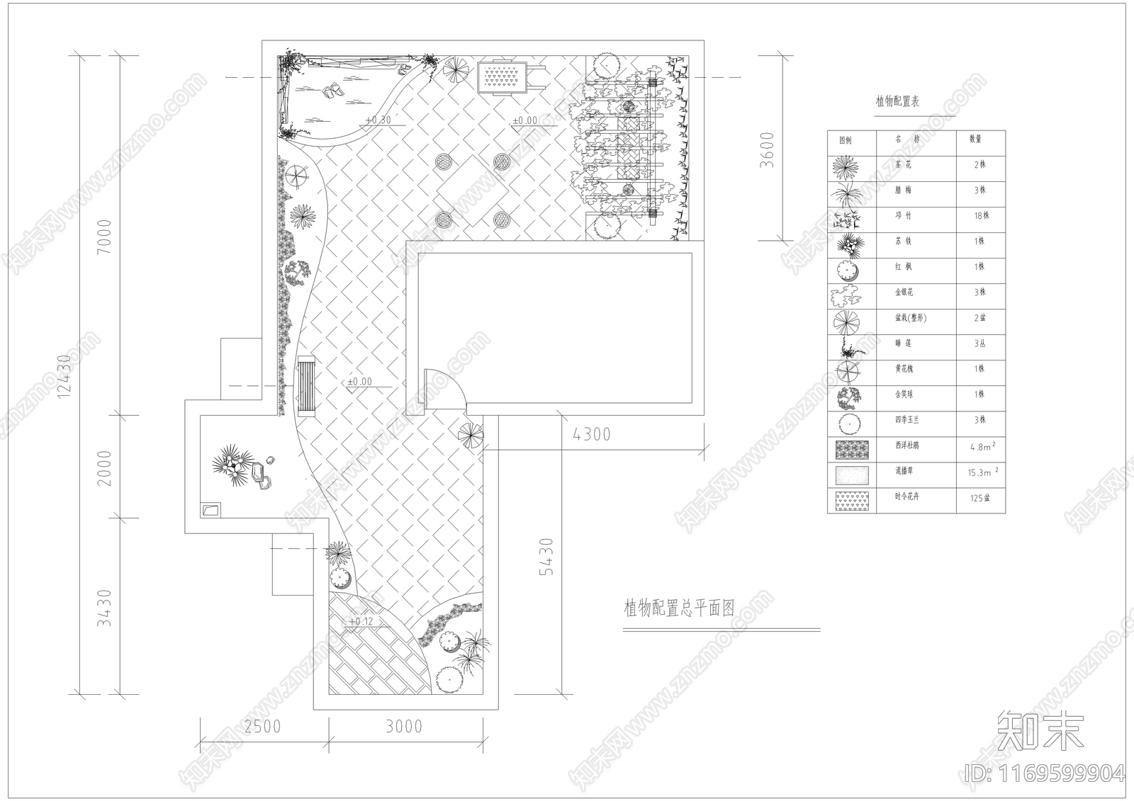 现代屋顶花园cad施工图下载【ID:1169599904】