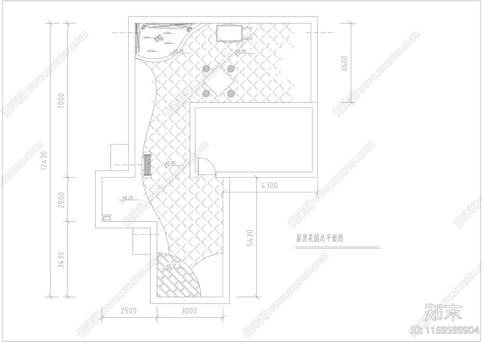 现代屋顶花园cad施工图下载【ID:1169599904】