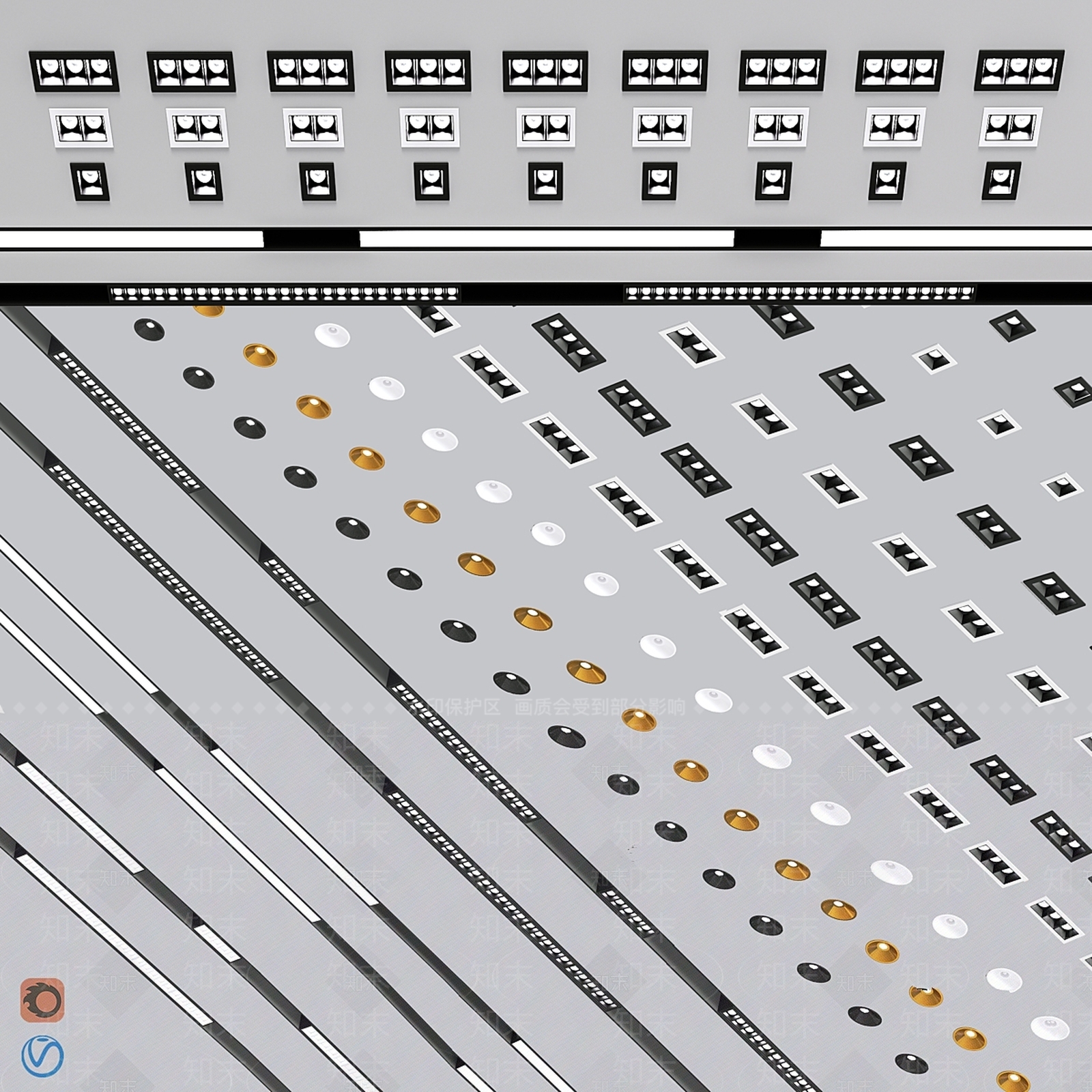 筒灯射灯组合3D模型下载【ID:1169606126】