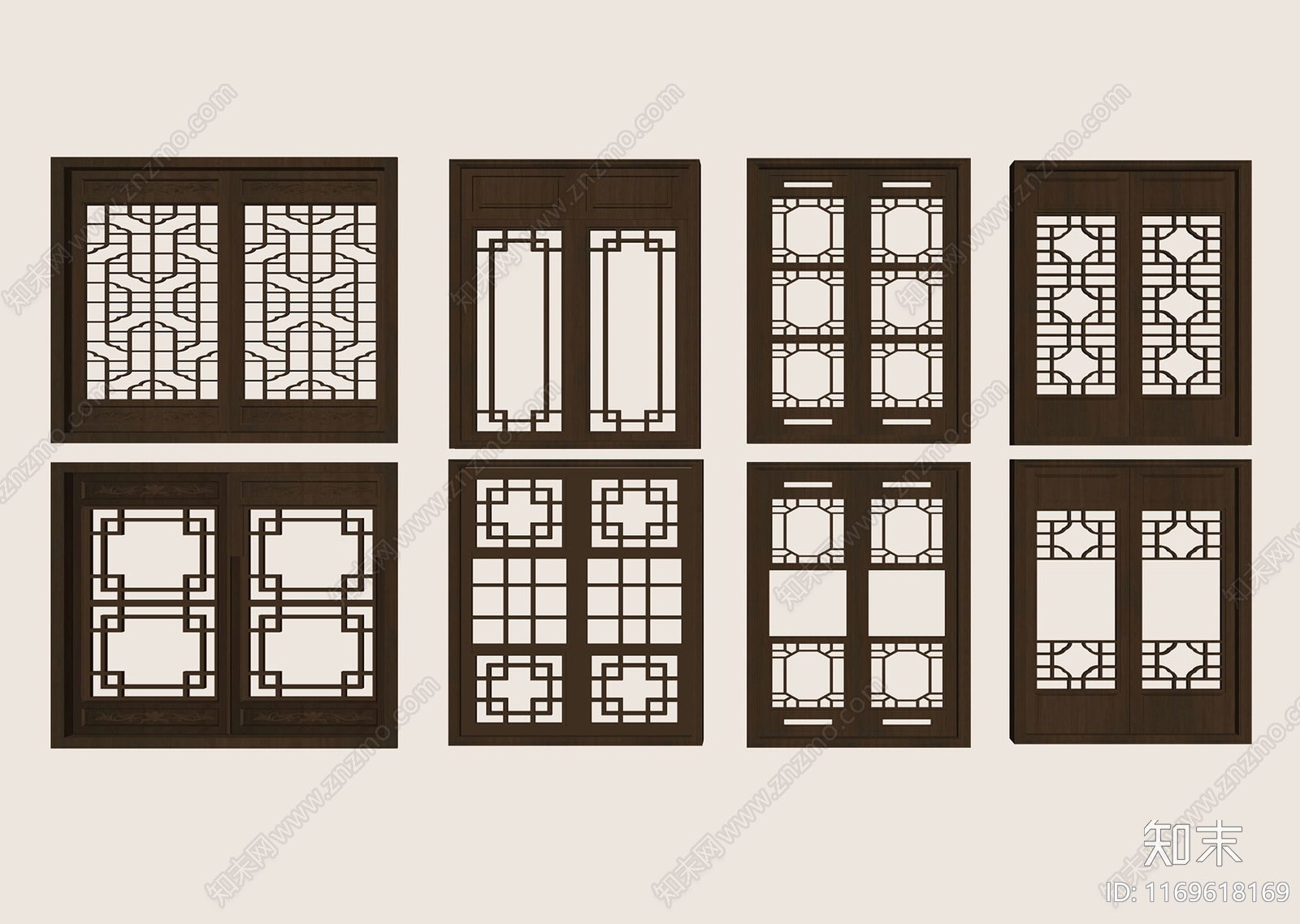 新中式窗户组合SU模型下载【ID:1169618169】