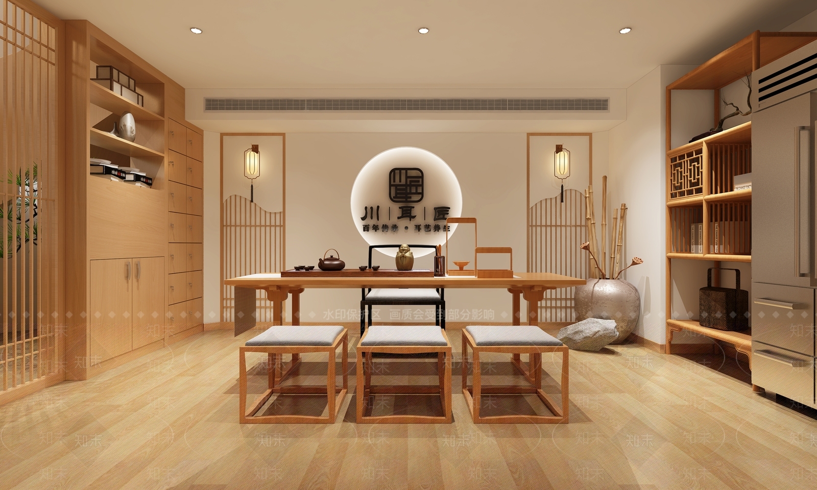 新中式原木美容院3D模型下载【ID:1169620640】