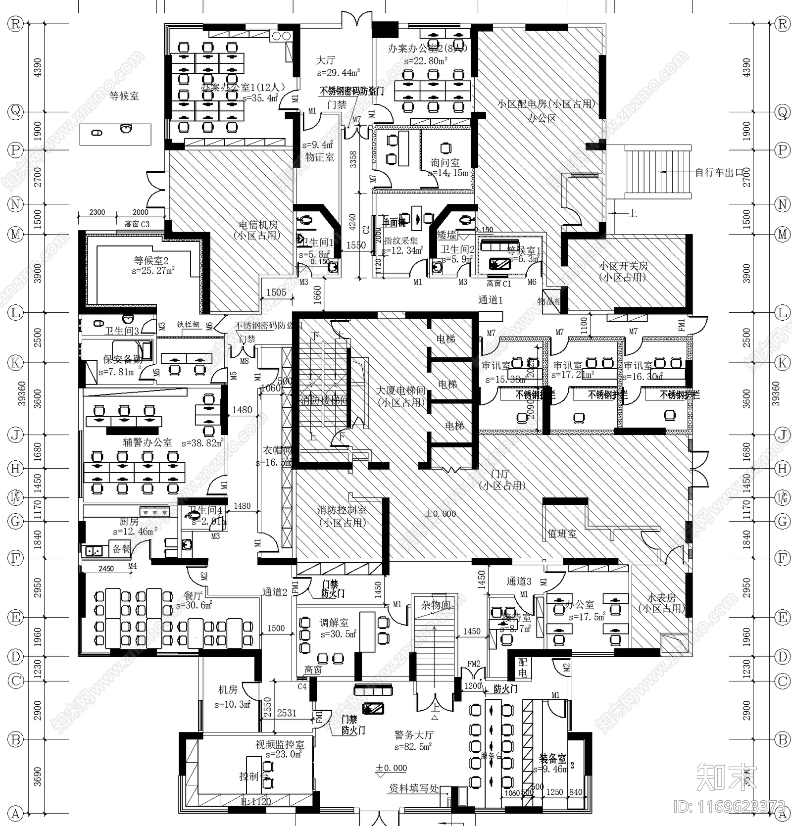 现代办公室cad施工图下载【ID:1169623373】