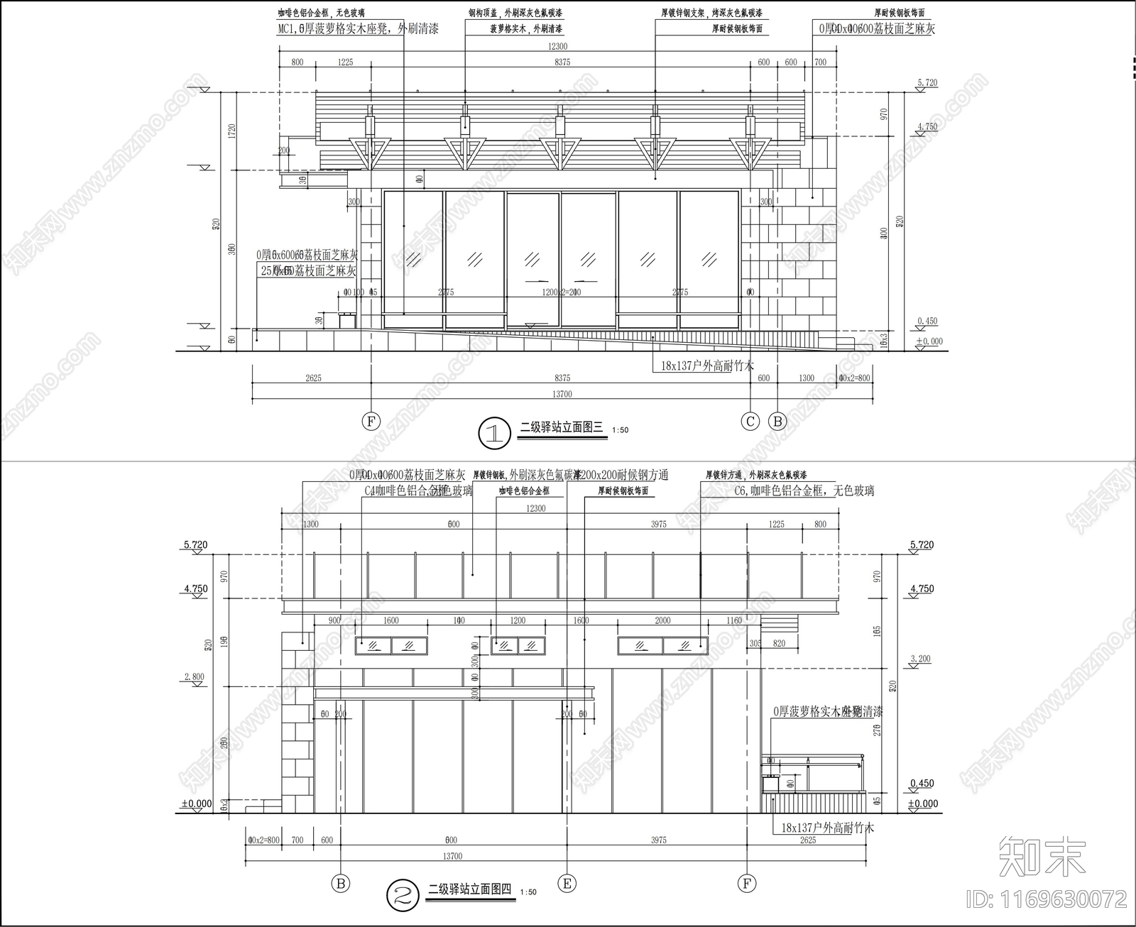 现代廊架cad施工图下载【ID:1169630072】