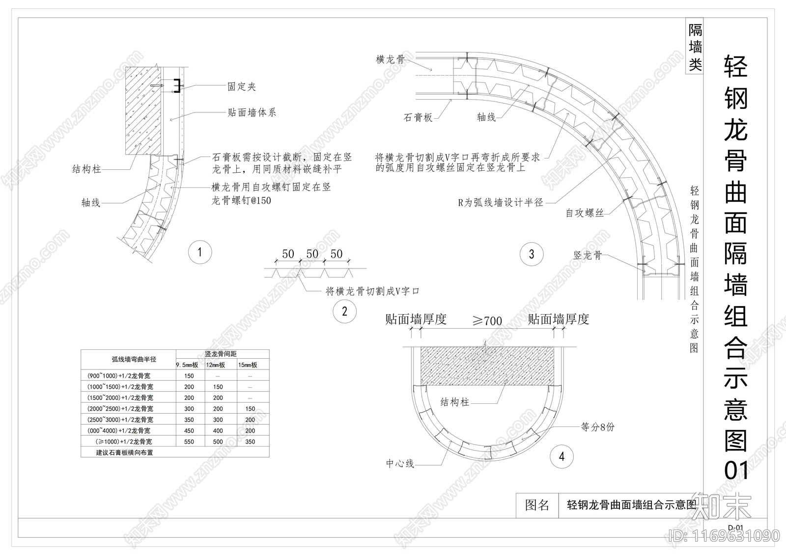 现代墙面节点施工图下载【ID:1169631090】