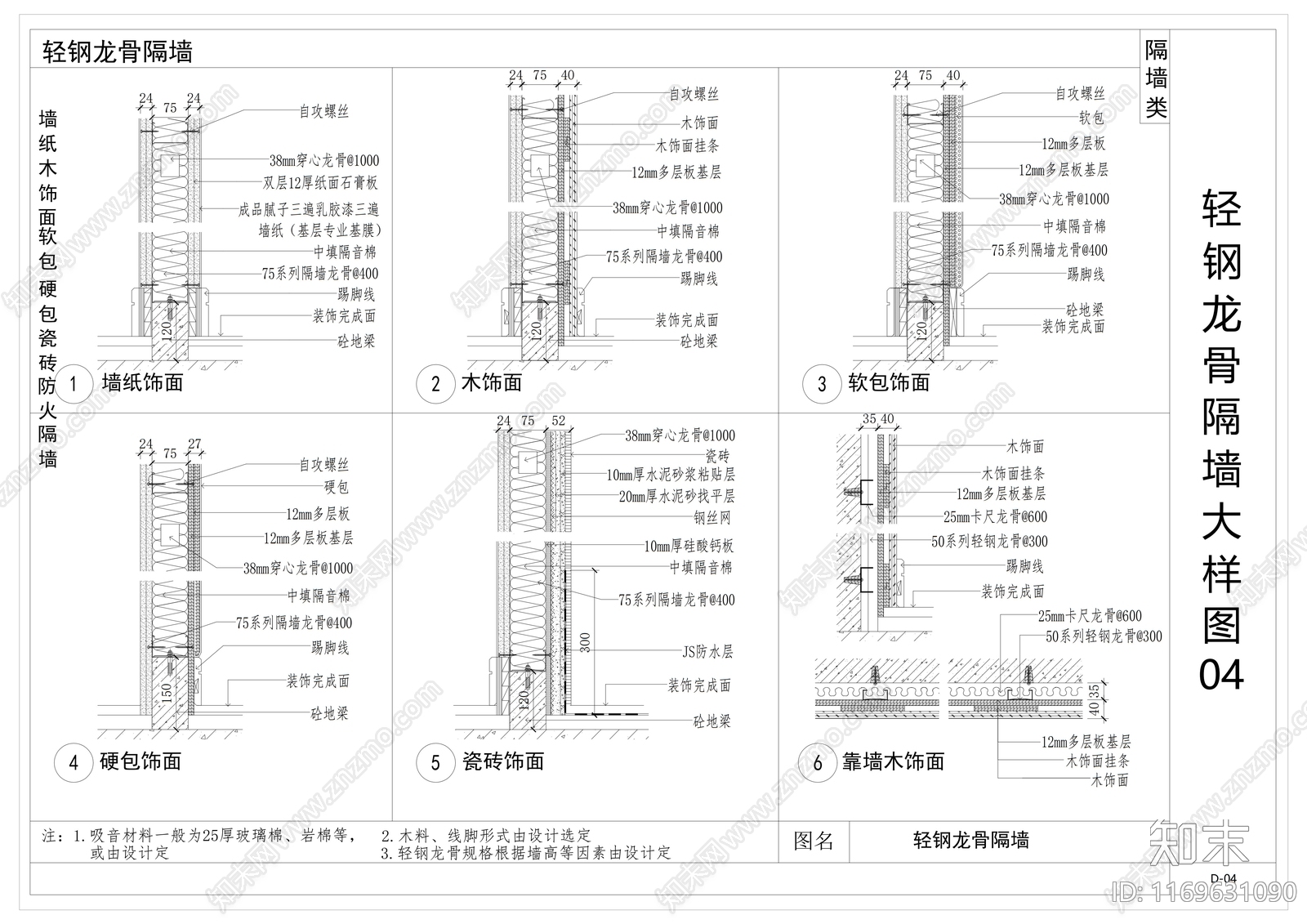 现代墙面节点施工图下载【ID:1169631090】